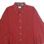 BUGLE BOY Mens Red Casual Long Sleeve Shirt L Embroidered Logo Cotton