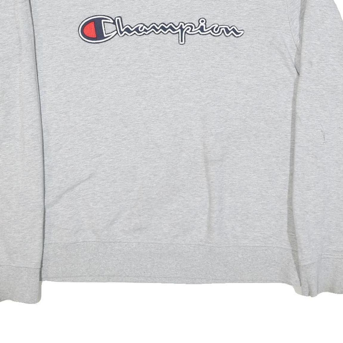 CHAMPION Mens Grey Cotton Blend Crew Neck L L Logo Embroidered Sweatshirt