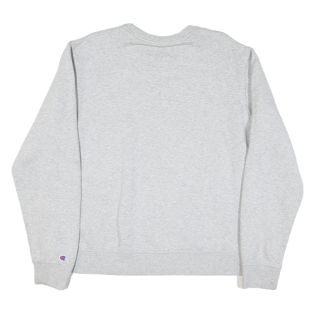 CHAMPION Mens Grey Cotton Blend Crew Neck L L Logo Embroidered Sweatshirt