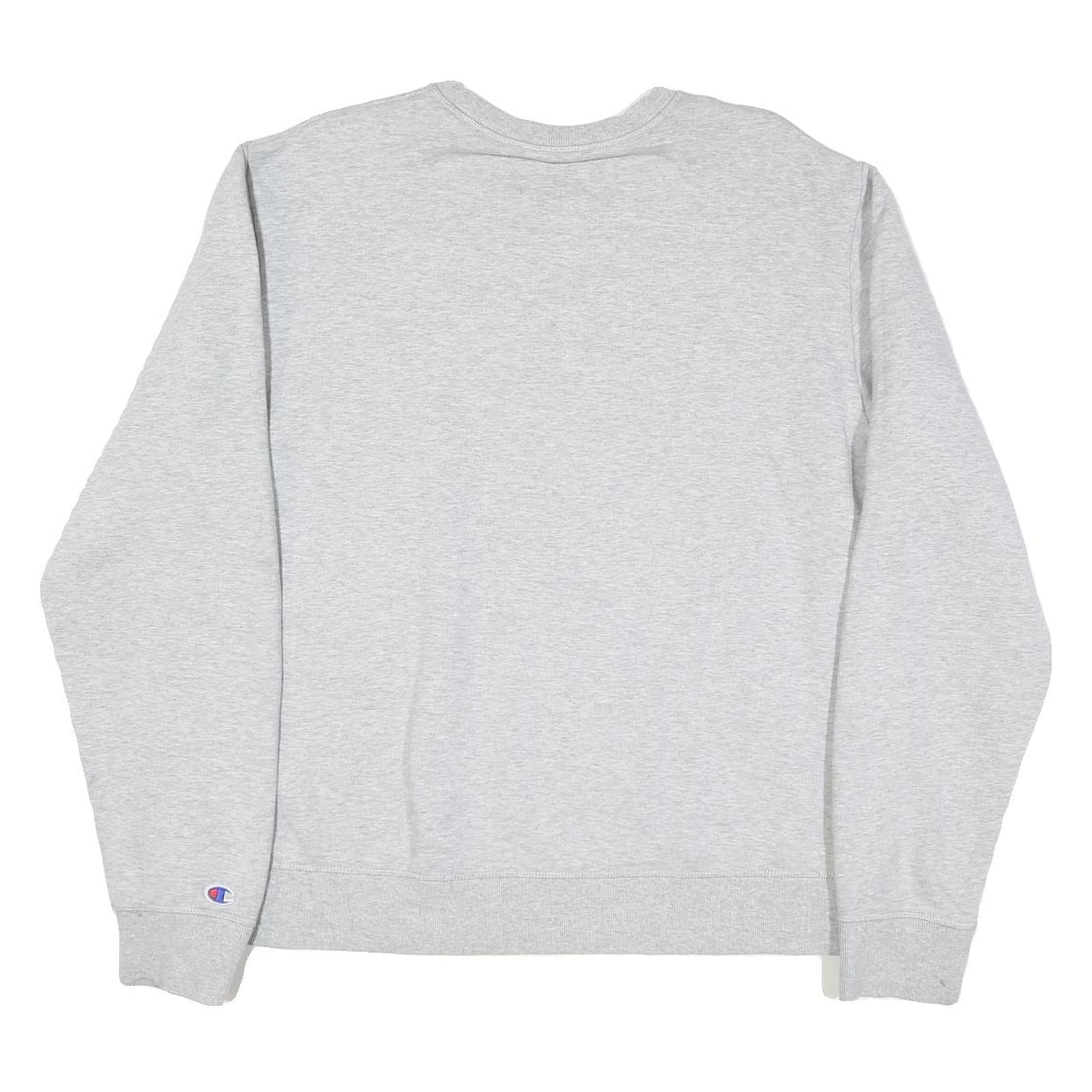 CHAMPION Mens Grey Cotton Blend Crew Neck L L Logo Embroidered Sweatshirt