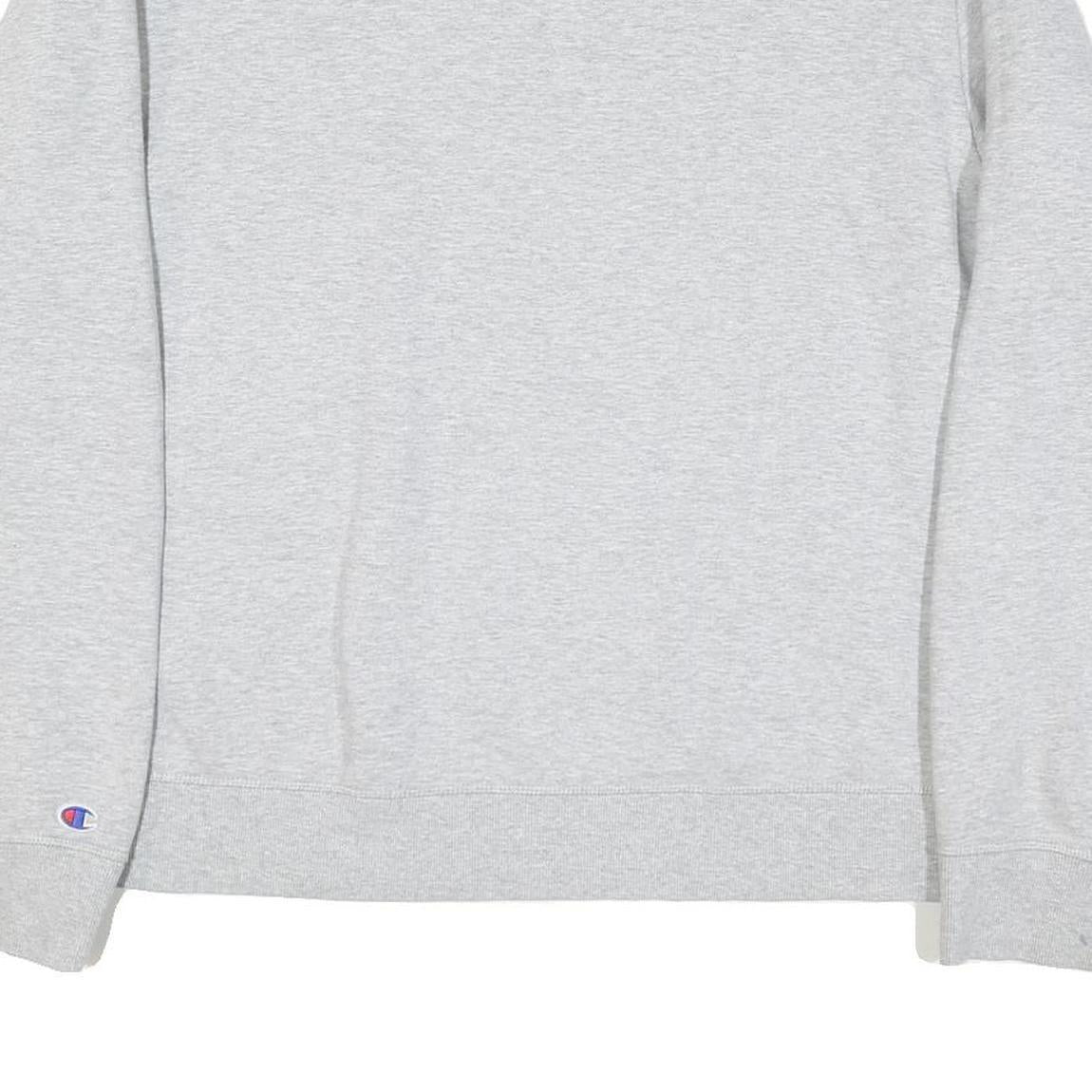 CHAMPION Mens Grey Cotton Blend Crew Neck L L Logo Embroidered Sweatshirt