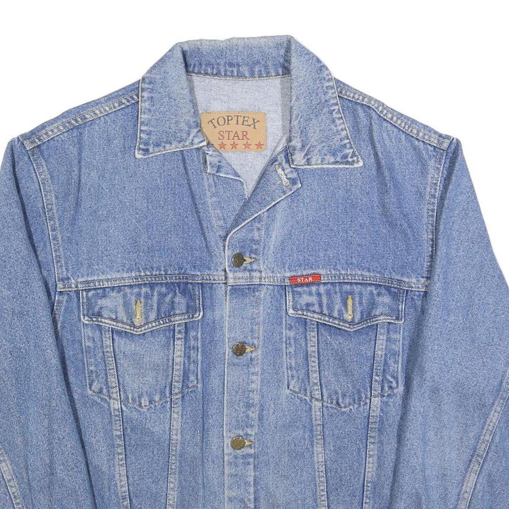 TOP TEX Mens Blue Denim Button Jacket L Cotton Classic Casual Vintage