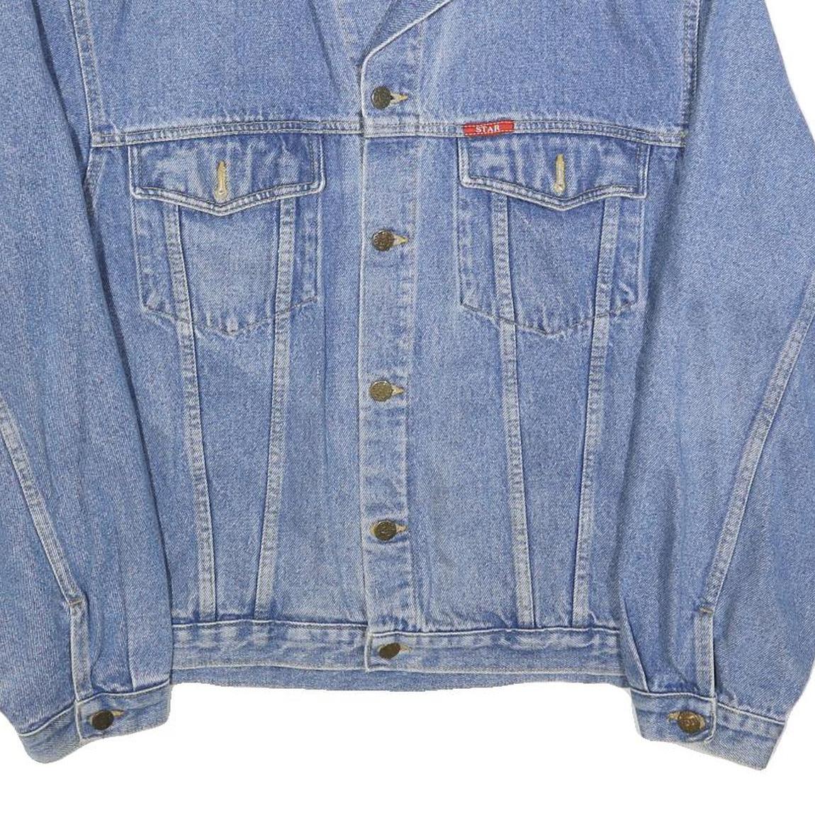 TOP TEX Mens Blue Denim Button Jacket L Cotton Classic Casual Vintage