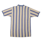 GULF TRADERS Mens Blue & Beige Striped Short Sleeve Polo Shirt L Cotton Blend