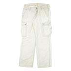 CARHARTT Mens Relaxed White Cargo Cotton Blend Trousers W34 L32 Workwear Zip