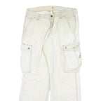 CARHARTT Mens Relaxed White Cargo Cotton Blend Trousers W34 L32 Workwear Zip