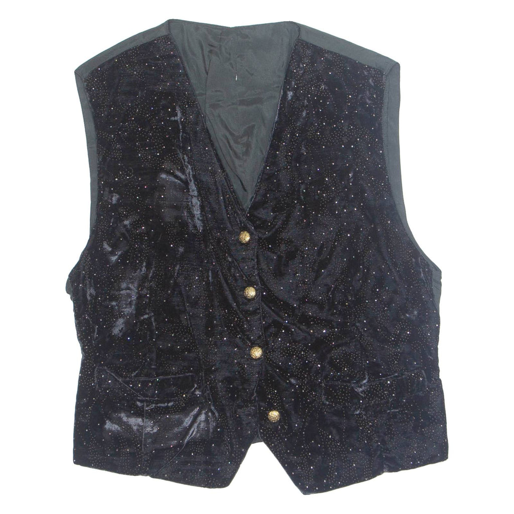 Womens Waistcoat Black V-Neck Sleeveless M