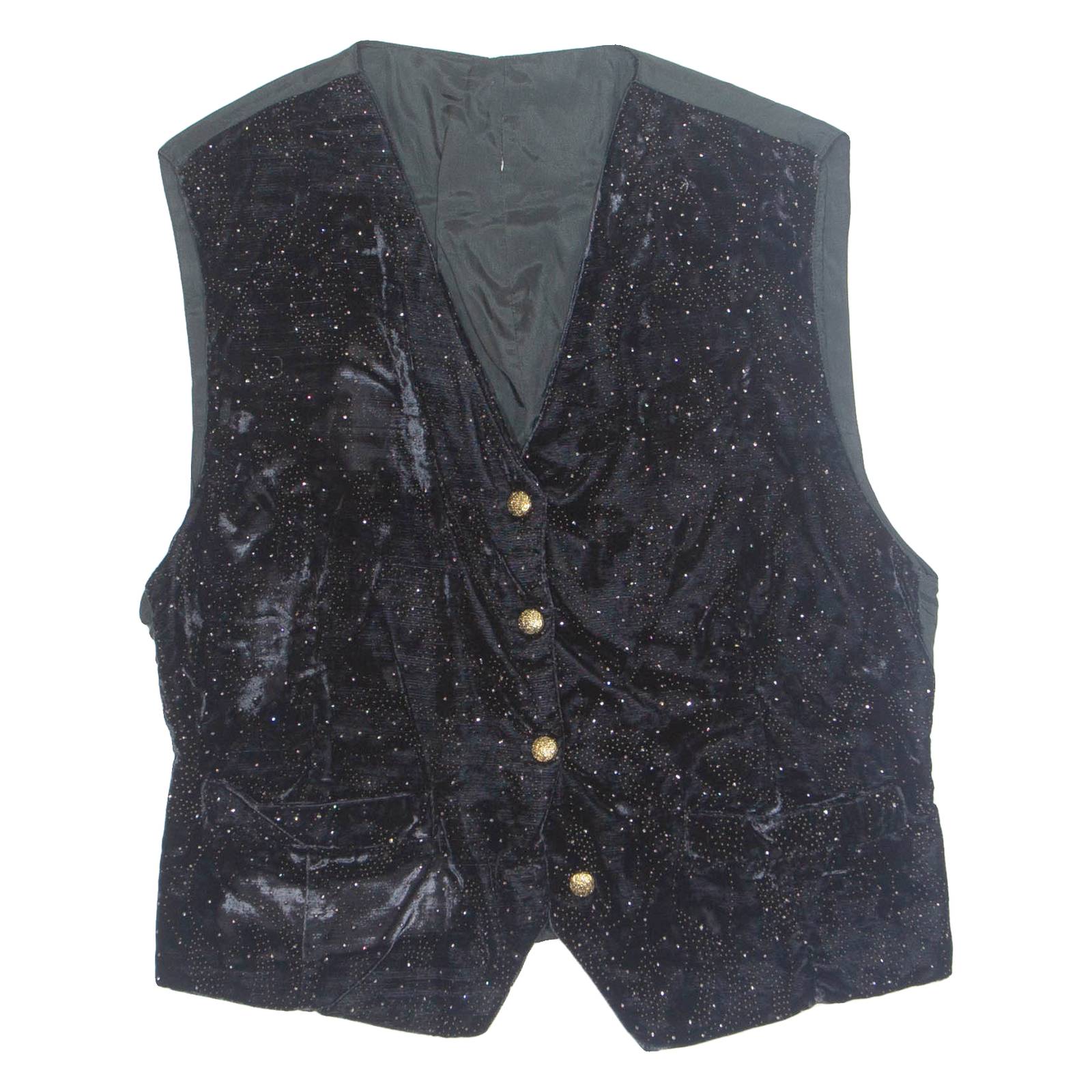 Womens Waistcoat Black V-Neck Sleeveless M