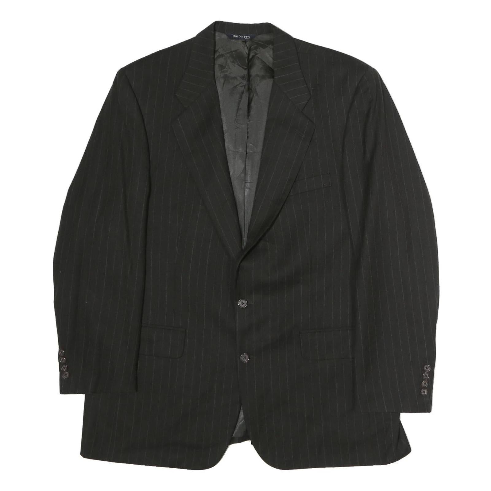 BURBERRY Mens Black Pinstripe Classic Cotton Blazer Jacket XL Formal Office