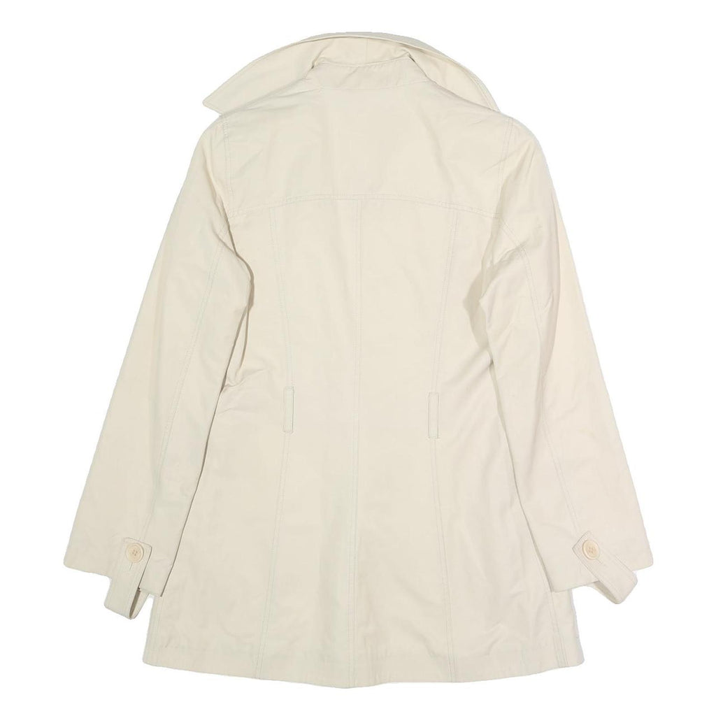 SANDRO Womens Cream Button Jacket S Polyester Blend Plain Elegant Lightweight