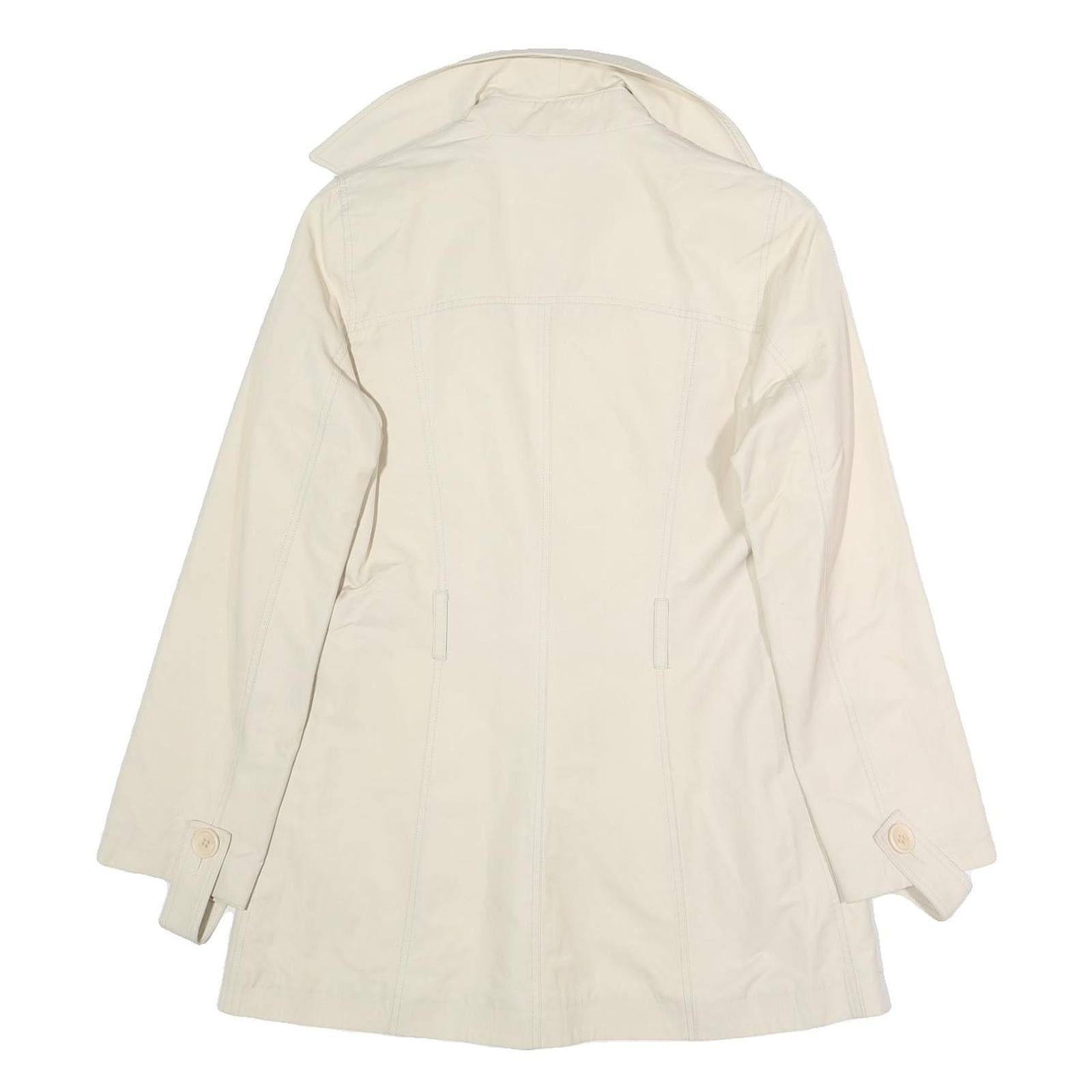 SANDRO Womens Cream Button Jacket S Polyester Blend Plain Elegant Lightweight