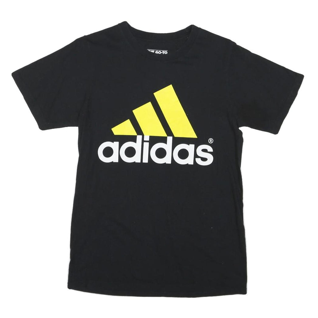 ADIDAS Mens Black Yellow Graphic T-Shirt S Short Sleeve Crew Neck Cotton Blend