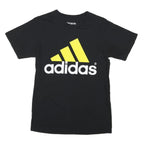 ADIDAS Mens Black Yellow Graphic T-Shirt S Short Sleeve Crew Neck Cotton Blend