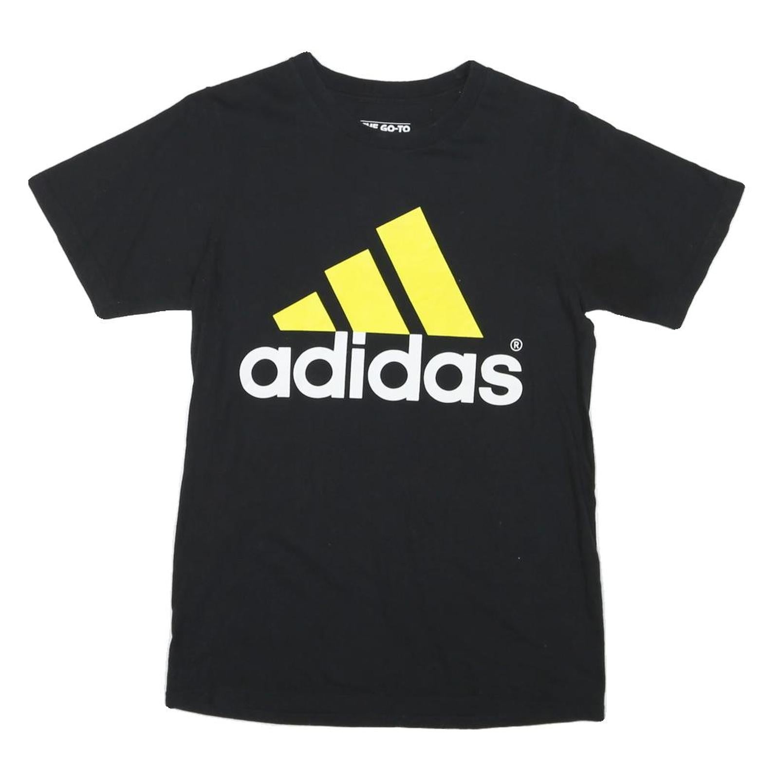 ADIDAS Mens Black Yellow Graphic T-Shirt S Short Sleeve Crew Neck Cotton Blend