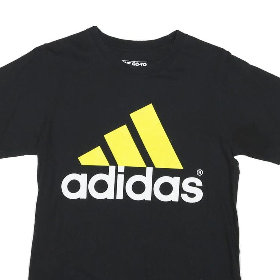 ADIDAS Mens Black Yellow Graphic T-Shirt S Short Sleeve Crew Neck Cotton Blend