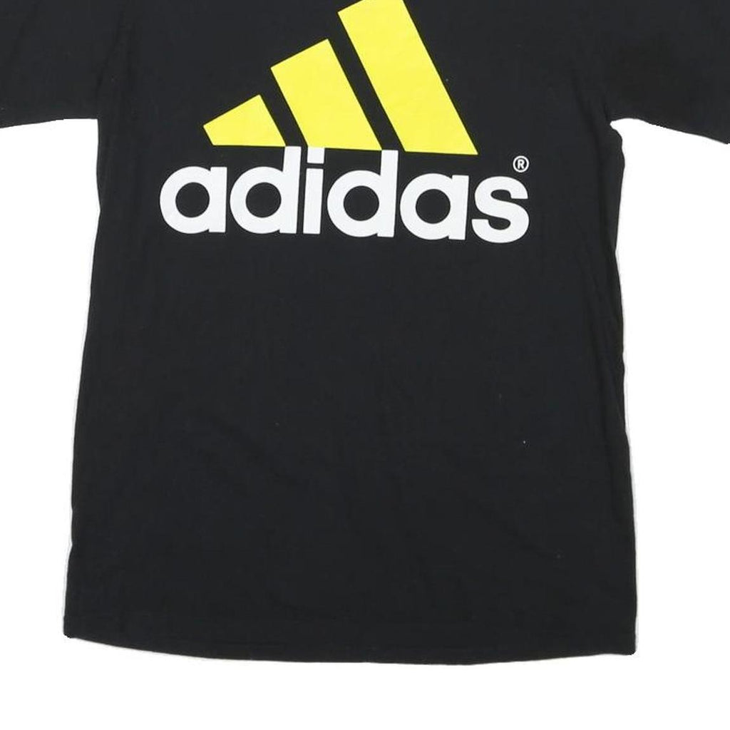 ADIDAS Mens Black Yellow Graphic T-Shirt S Short Sleeve Crew Neck Cotton Blend