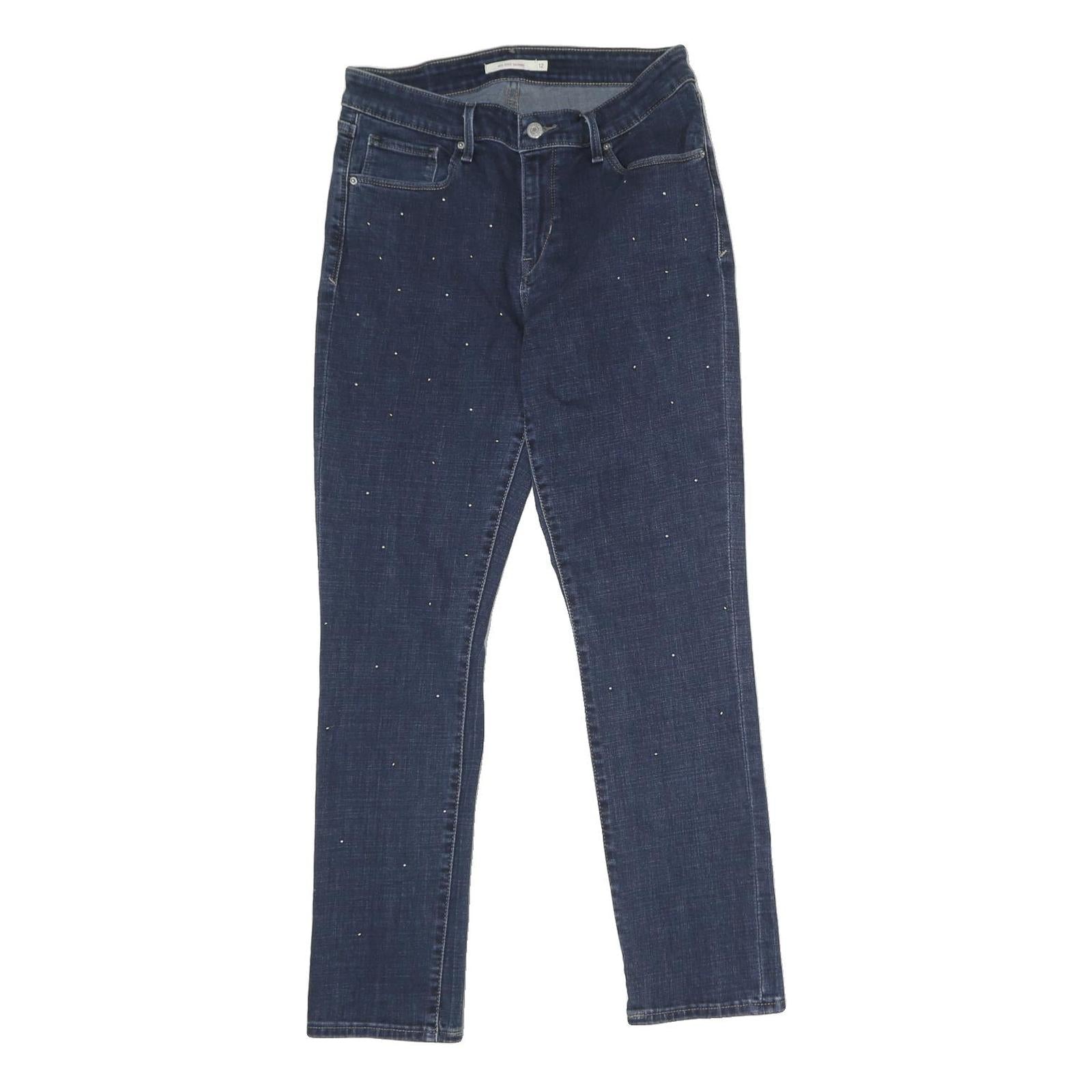LEVI'S Womens Slim Skinny Blue Denim Cotton W28 L27 Studded Detail Zip