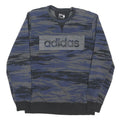 ADIDAS Mens Blue & Grey Crew Neck M Cotton Blend Sweatshirt Logo Print