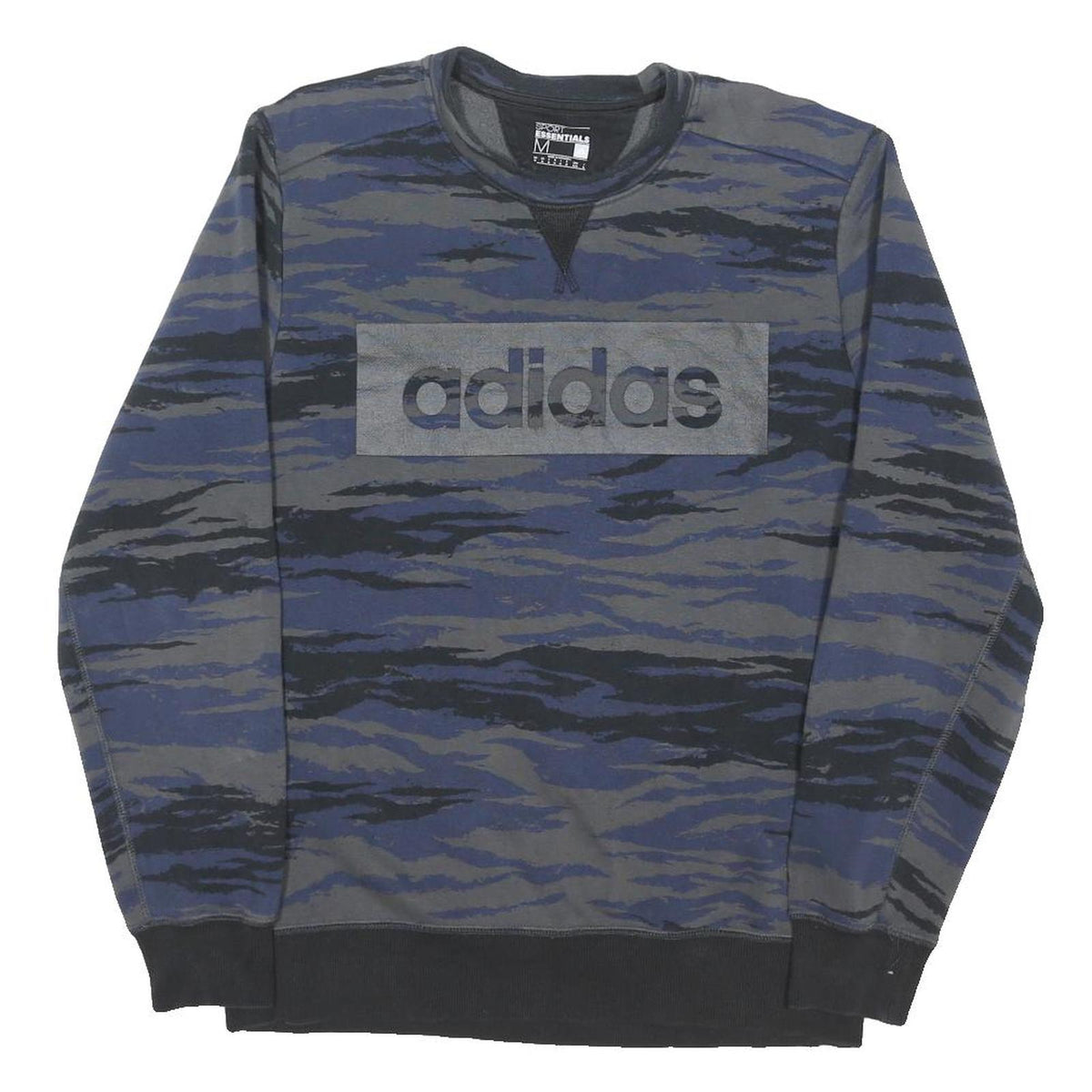 ADIDAS Mens Blue & Grey Crew Neck M Cotton Blend Sweatshirt Logo Print