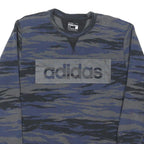 ADIDAS Mens Blue & Grey Crew Neck M Cotton Blend Sweatshirt Logo Print