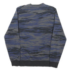 ADIDAS Mens Blue & Grey Crew Neck M Cotton Blend Sweatshirt Logo Print