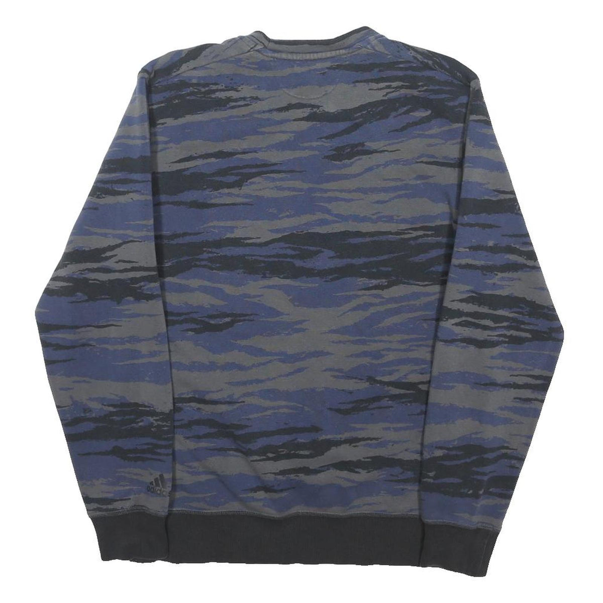 ADIDAS Mens Blue & Grey Crew Neck M Cotton Blend Sweatshirt Logo Print