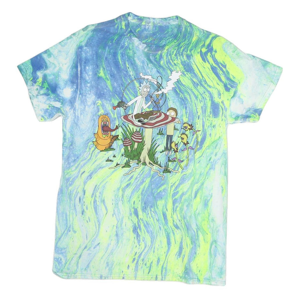 RICK & MORTY Mens Blue & Green Graphic T-Shirt M Short Sleeve Crew Neck Cartoon