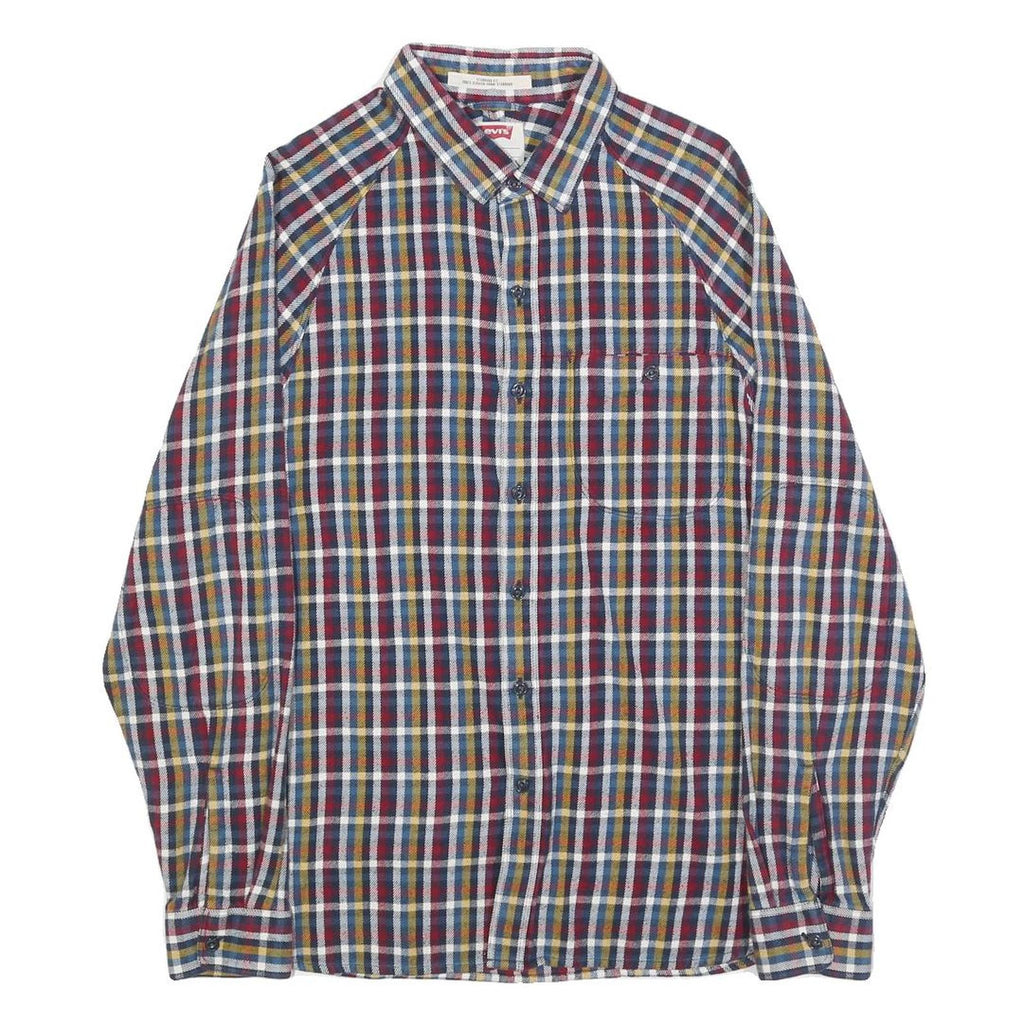 LEVI'S Mens Blue Red Yellow Check Shirt S Cotton Casual Long Sleeve