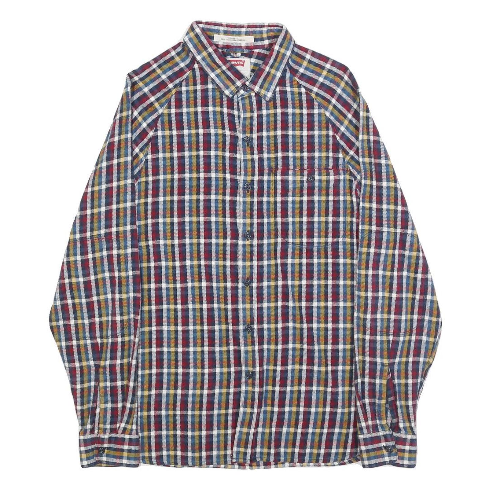 LEVI'S Mens Blue Red Yellow Check Shirt S Cotton Casual Long Sleeve