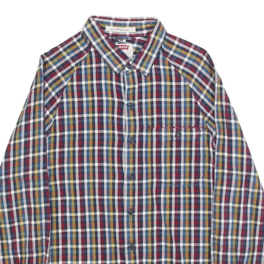 LEVI'S Mens Blue Red Yellow Check Shirt S Cotton Casual Long Sleeve