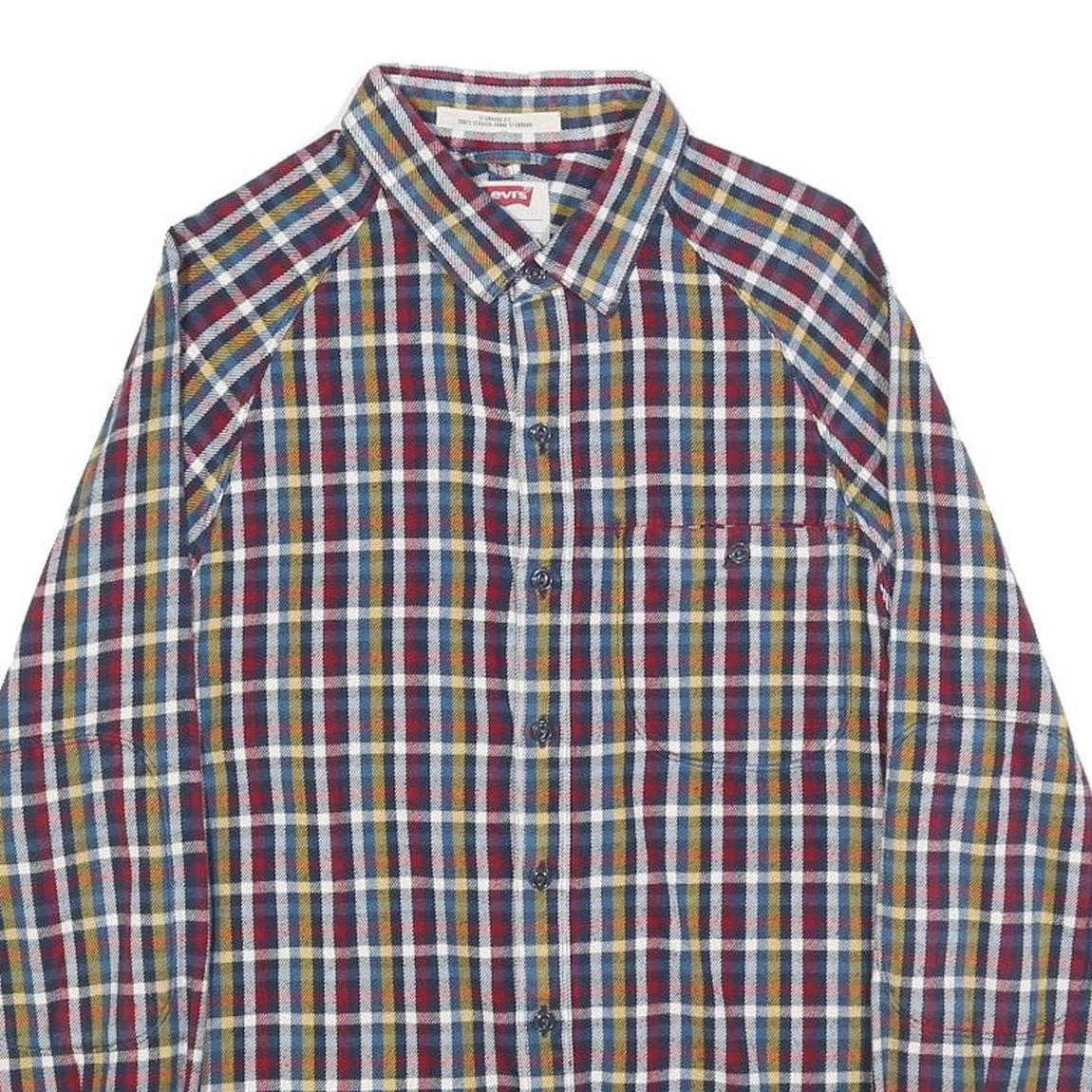 LEVI'S Mens Blue Red Yellow Check Shirt S Cotton Casual Long Sleeve