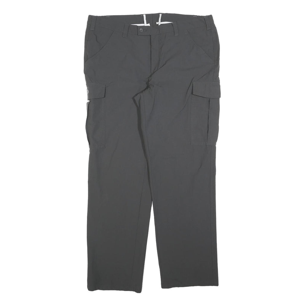 SUNWAY Mens Polyester Blend Grey Regular Straight Trousers W36 L30 Zip Closure
