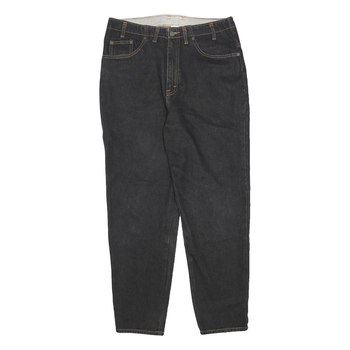 TRAILER Womens Black Relaxed Straight Denim Medium W34 L28 Cotton Zip Pockets