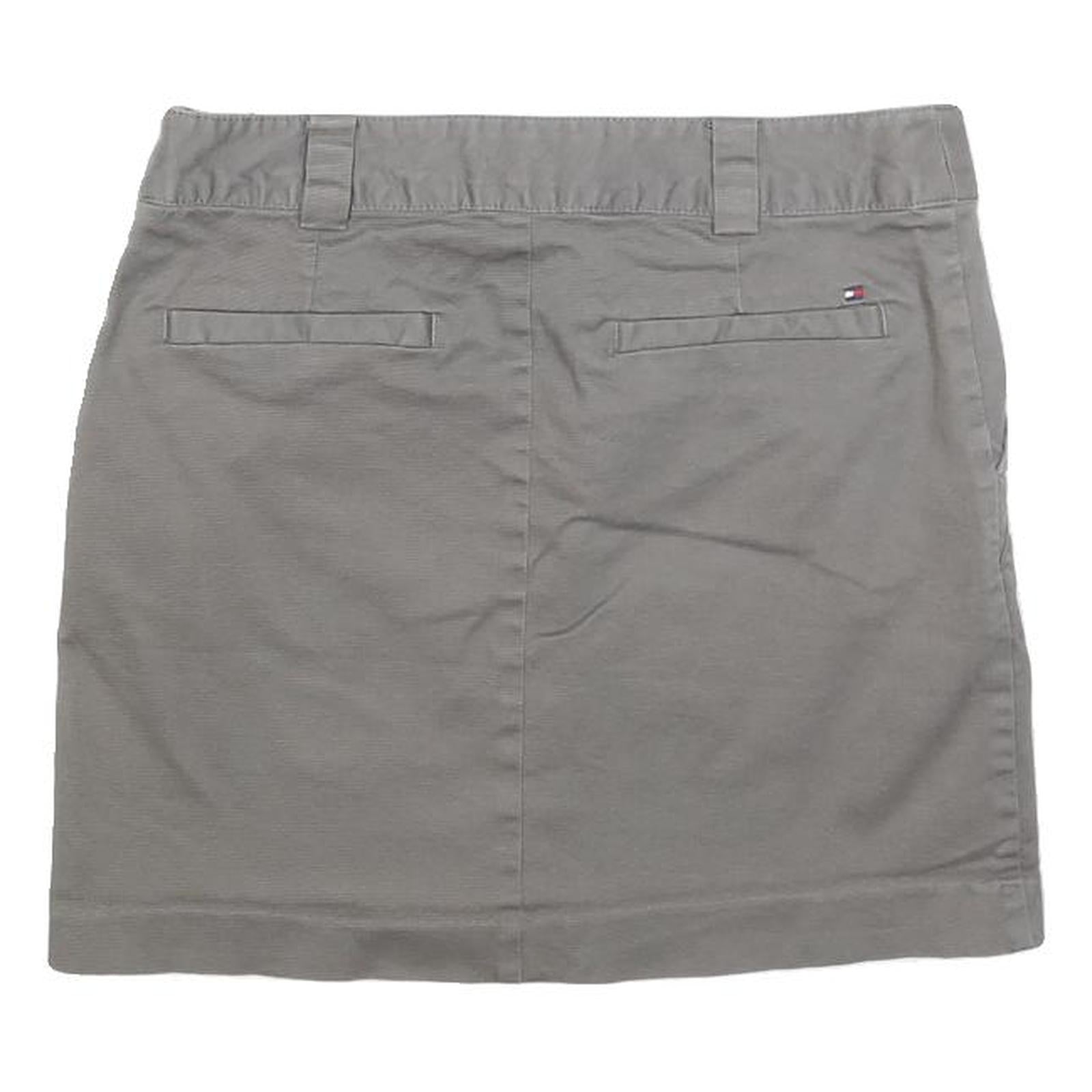 TOMMY HILFIGER Womens Grey Cotton Blend Mini Skirt S Casual Everyday Comfortable