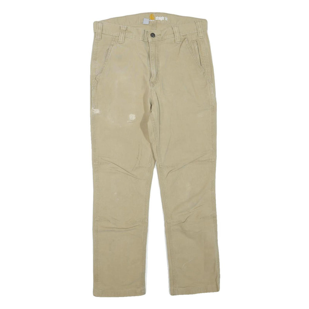 CARHARTT Mens Regular Fit Straight Beige Cotton Blend Jeans W30 L25 Workwear Zip