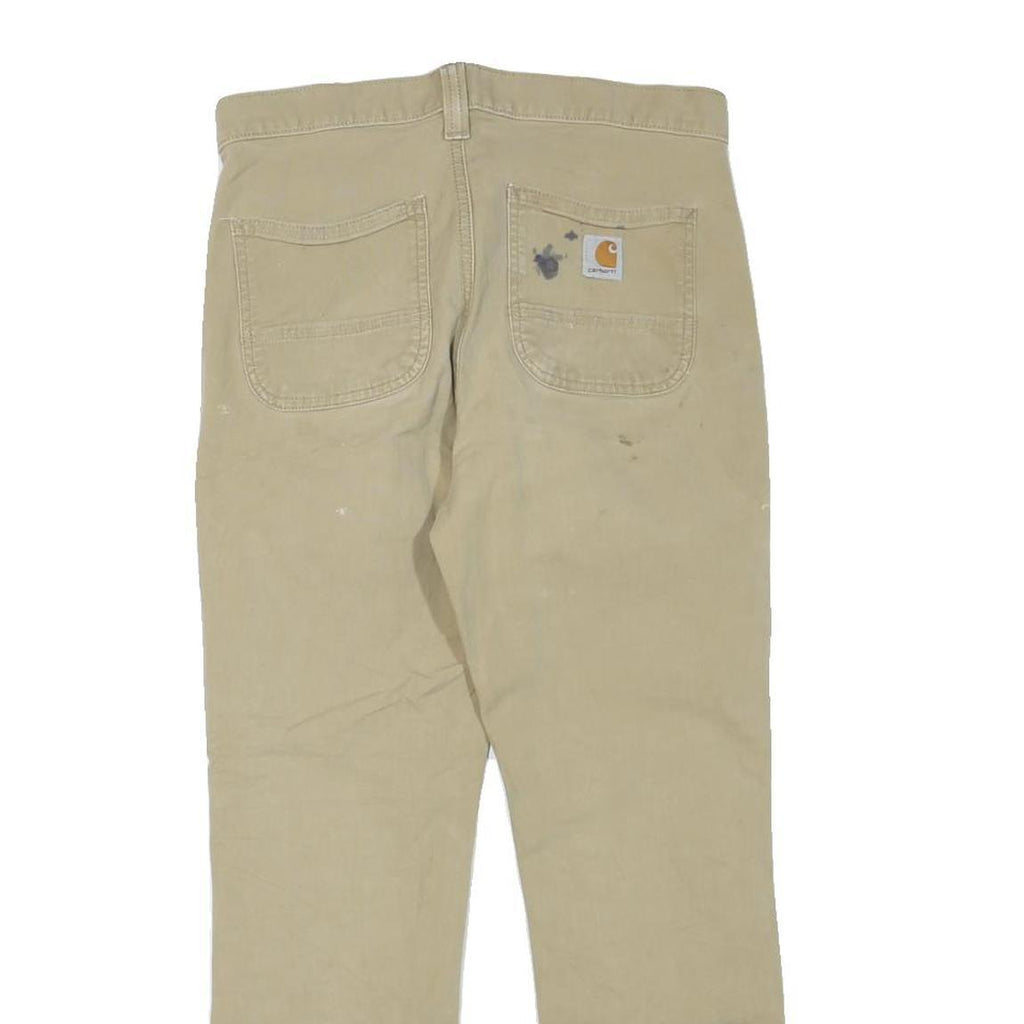 CARHARTT Mens Regular Fit Straight Beige Cotton Blend Jeans W30 L25 Workwear Zip