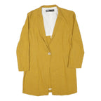 ZARA Womens Mustard Yellow Tailored Jacket M Linen Blend Button Closure Classic