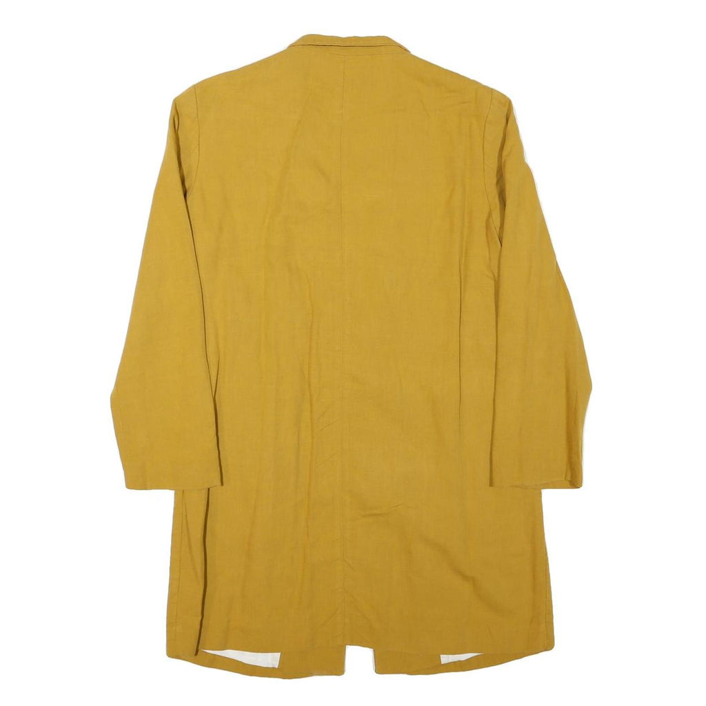 ZARA Womens Mustard Yellow Tailored Jacket M Linen Blend Button Closure Classic