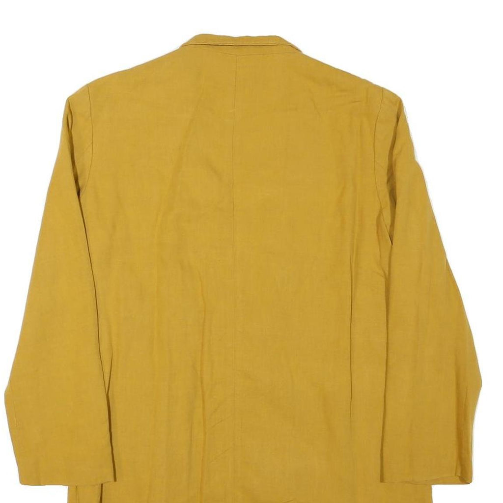 ZARA Womens Mustard Yellow Tailored Jacket M Linen Blend Button Closure Classic