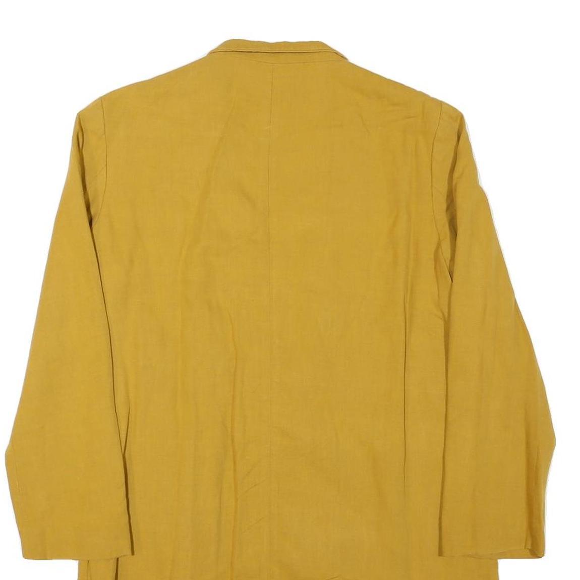 ZARA Womens Mustard Yellow Tailored Jacket M Linen Blend Button Closure Classic
