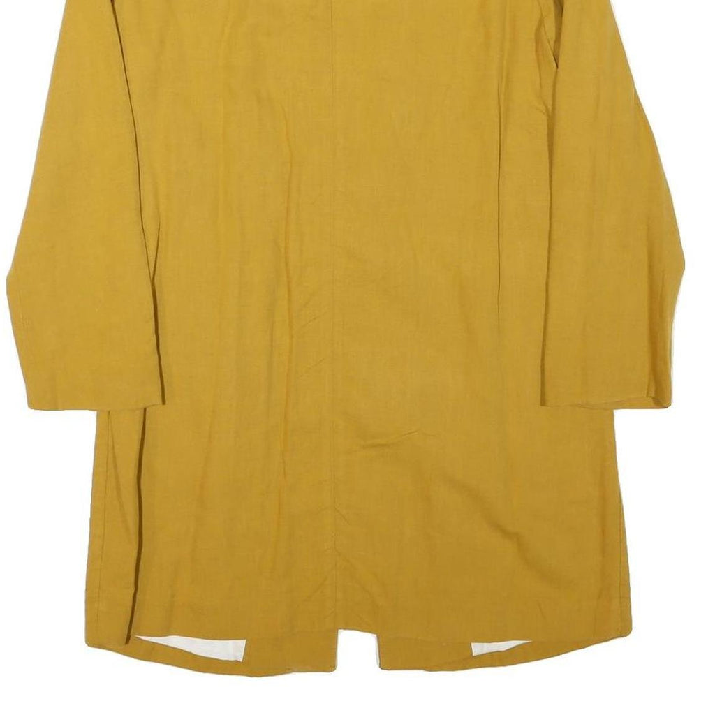 ZARA Womens Mustard Yellow Tailored Jacket M Linen Blend Button Closure Classic