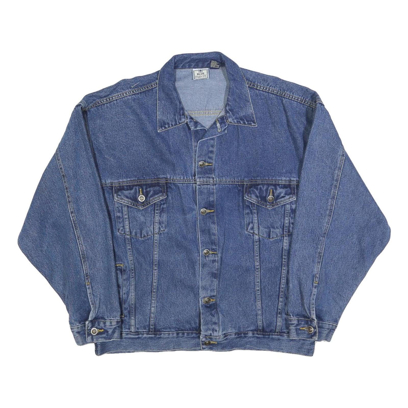 BLUE POINTE Mens Blue Denim Jacket XL Cotton Button Front Casual Workwear