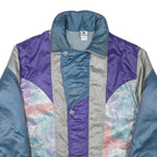 RODEO Mens Blue & Purple Track Jacket L Polyester Blend Colourblock Zip Relaxed