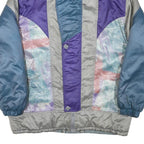 RODEO Mens Blue & Purple Track Jacket L Polyester Blend Colourblock Zip Relaxed