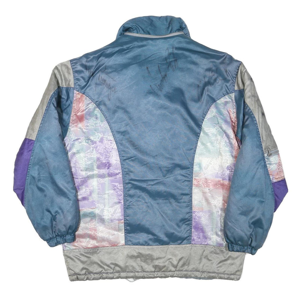 RODEO Mens Blue & Purple Track Jacket L Polyester Blend Colourblock Zip Relaxed