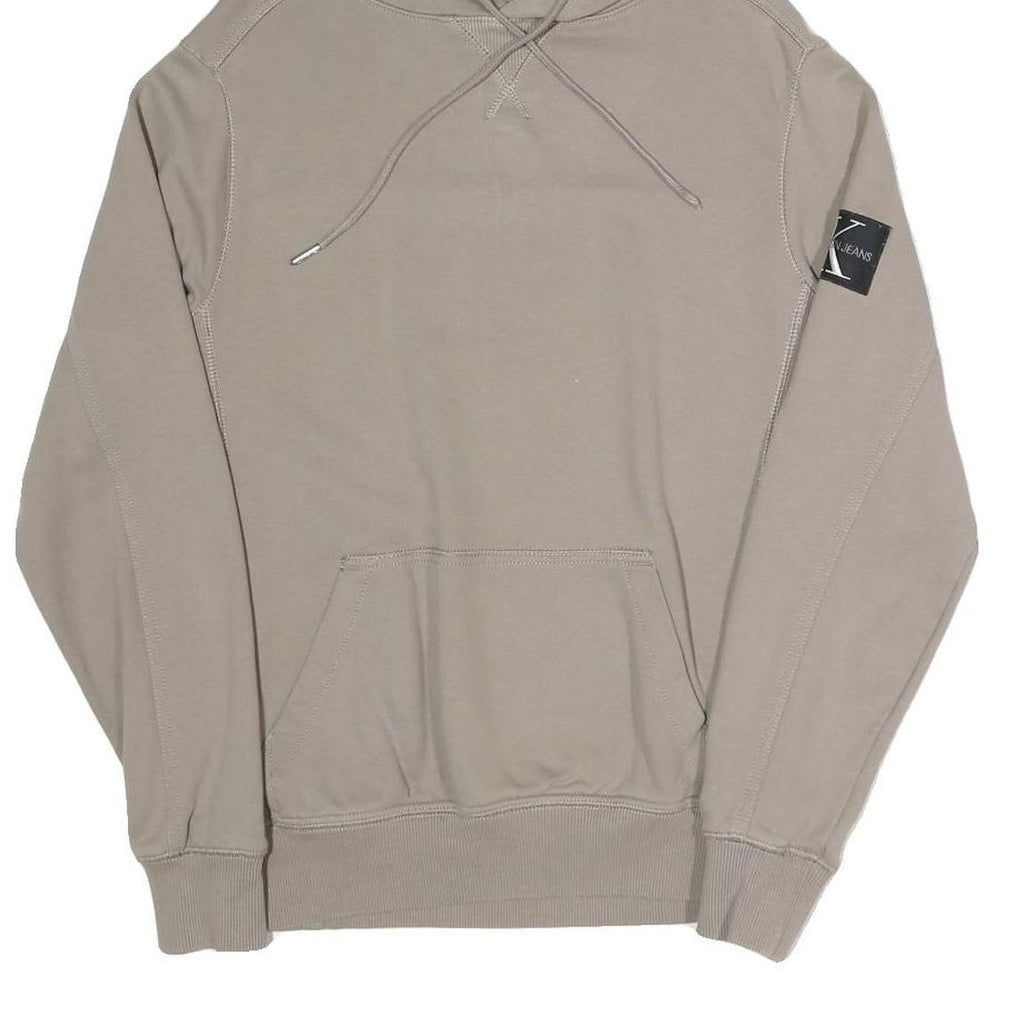 CALVIN KLEIN JEANS Mens Beige Pullover Hoodie XXS Cotton Blend Casual