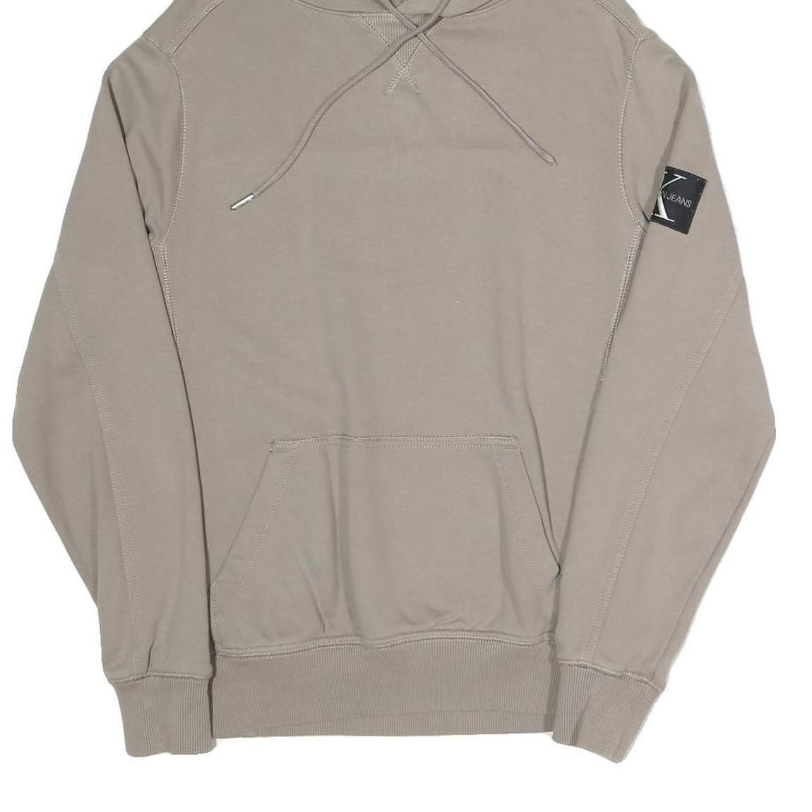 CALVIN KLEIN JEANS Mens Beige Pullover Hoodie XXS Cotton Blend Casual