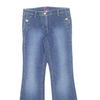 CACHE Womens Regular Blue Denim Flared Jeans W28 L30 Cotton Blend Zip