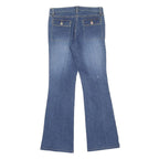 CACHE Womens Regular Blue Denim Flared Jeans W28 L30 Cotton Blend Zip