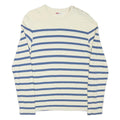 LEVI'S Mens Cream & Blue Striped Plain Crew Neck Basic Knit S Cotton Blend